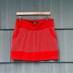 Eva Franco Red & White Polka Dot Mini Skirt with Pockets, Size 4, Cotton Blend